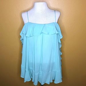 Free People Aqua Off Shoulder Ruffle Top New S